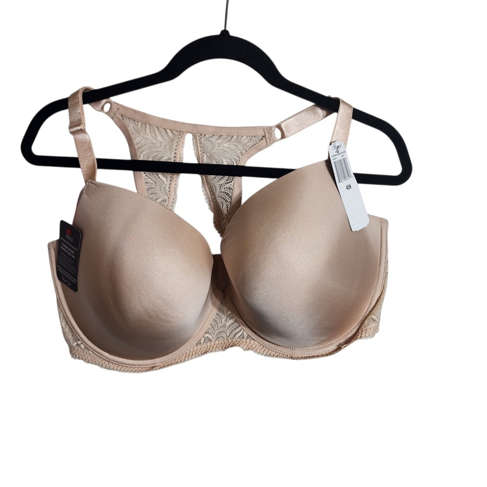 Paramour by Felina Carolina Seamless Plunge Lace Racerback Bra Beige 40H 115011